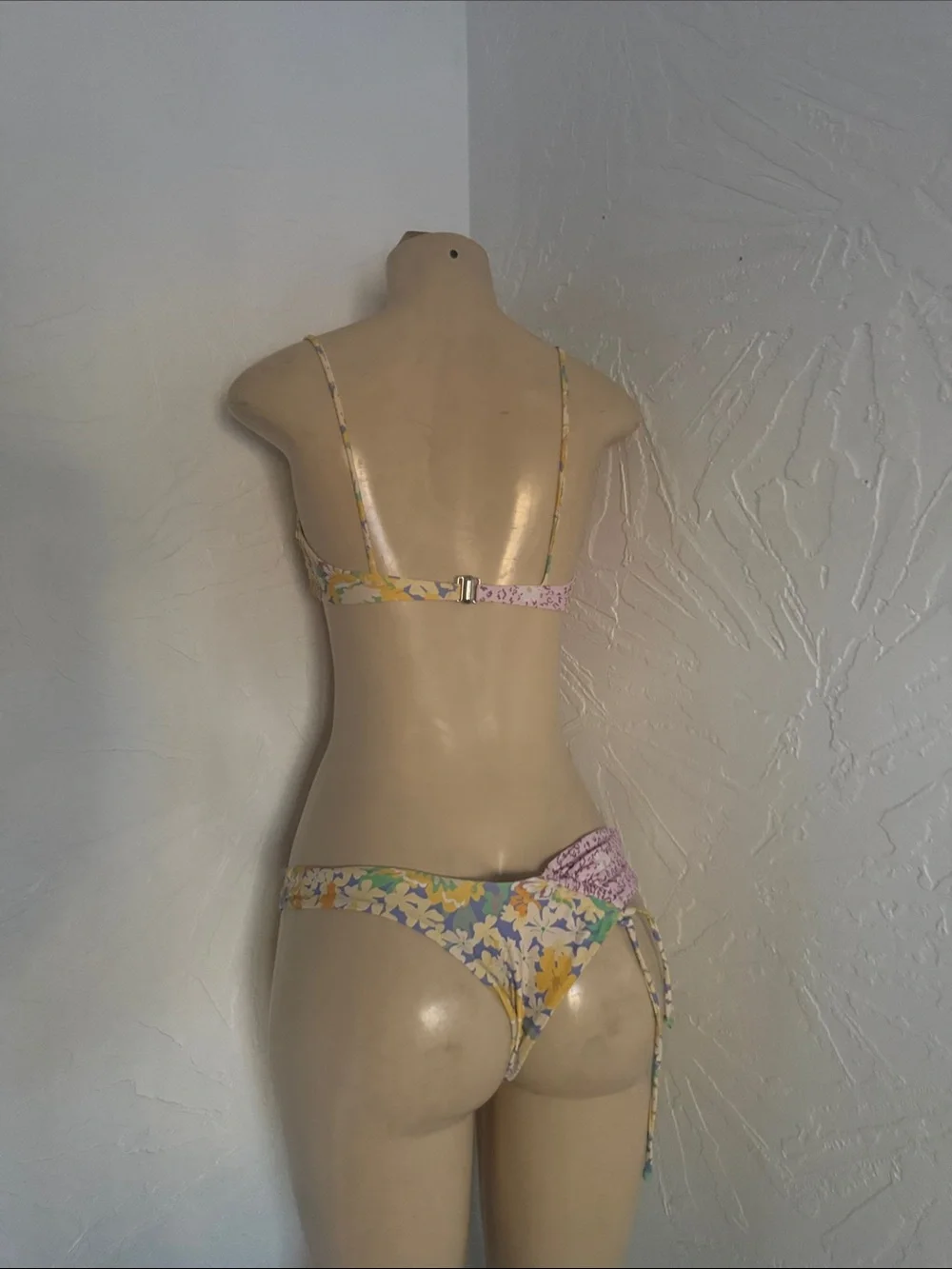 Floral & Lavender Tie-Front Bikini Set S